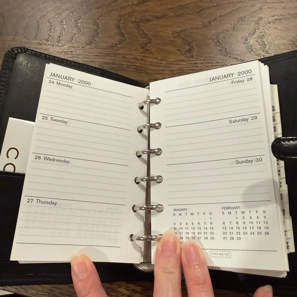Coach 2000 y2k Black Leather planner/address book
